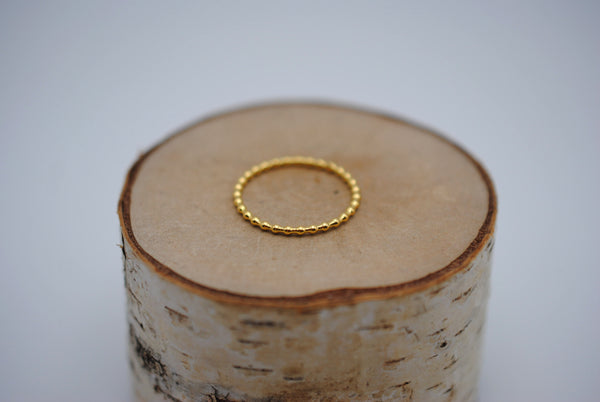 Stacking Ring: Bubble Texture, Yellow Gold Finish, Thin Width