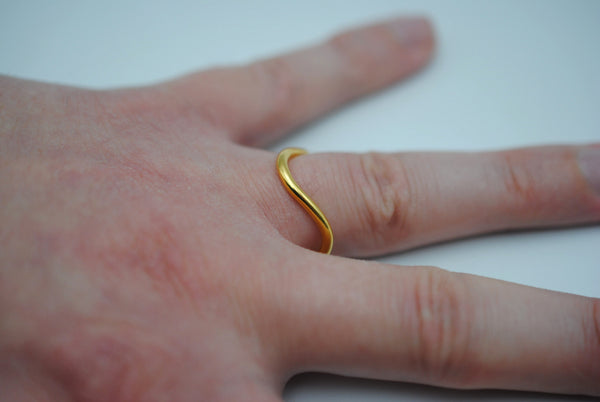 Stacker Ring: Curved Chevron, with Yellow Gold Fill