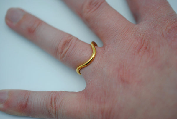 Stacker Ring: Curved Band, Yellow Gold Fill