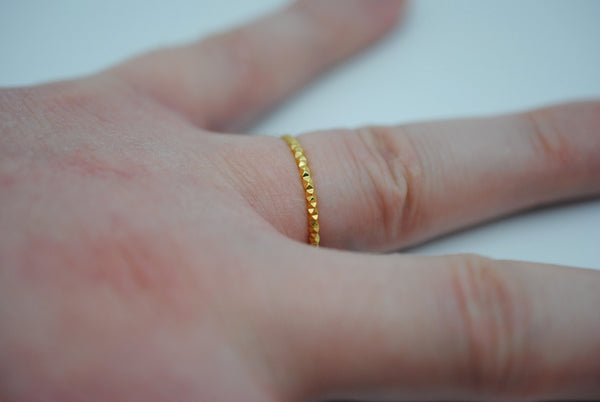 Stacking Ring: Sparkle Texture, Yellow Gold Finish, Medium Width