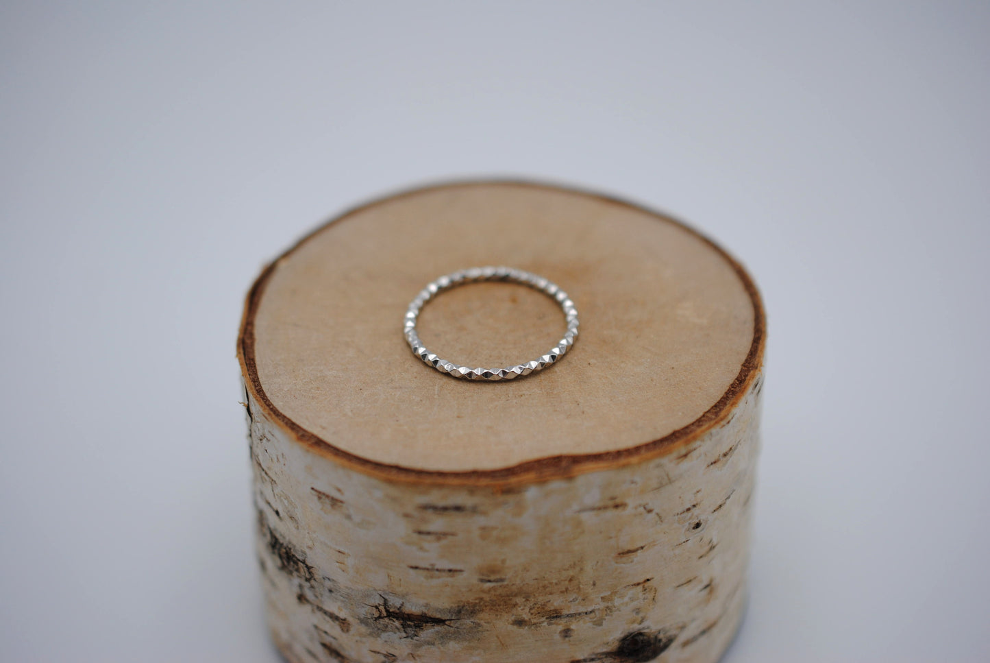 Stacking Ring: Sparkle Texture, Rhodium Finish, Medium Width