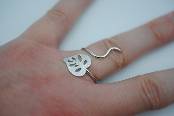 Silver Swiss Cheese Plant Ring