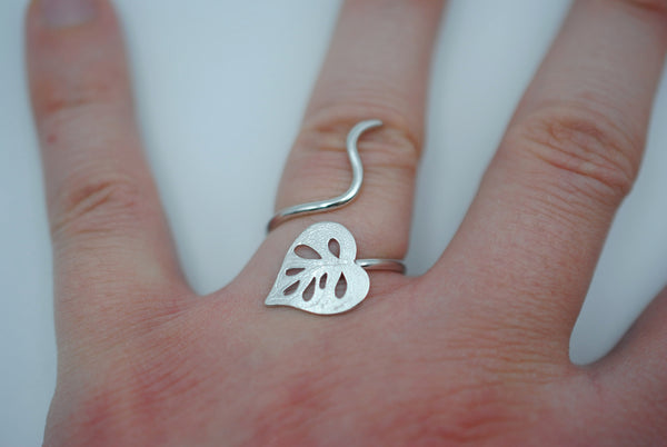 Silver Swiss Cheese Plant Ring