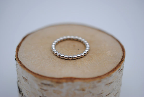 Thick Rhodium Bubble Stacker Ring