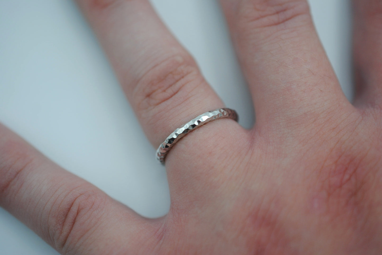 Thick Rhodium Sparkle Stacker Ring