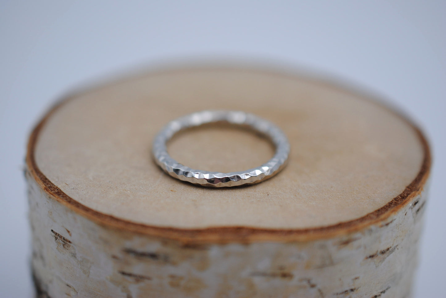 Thick Rhodium Sparkle Stacker Ring