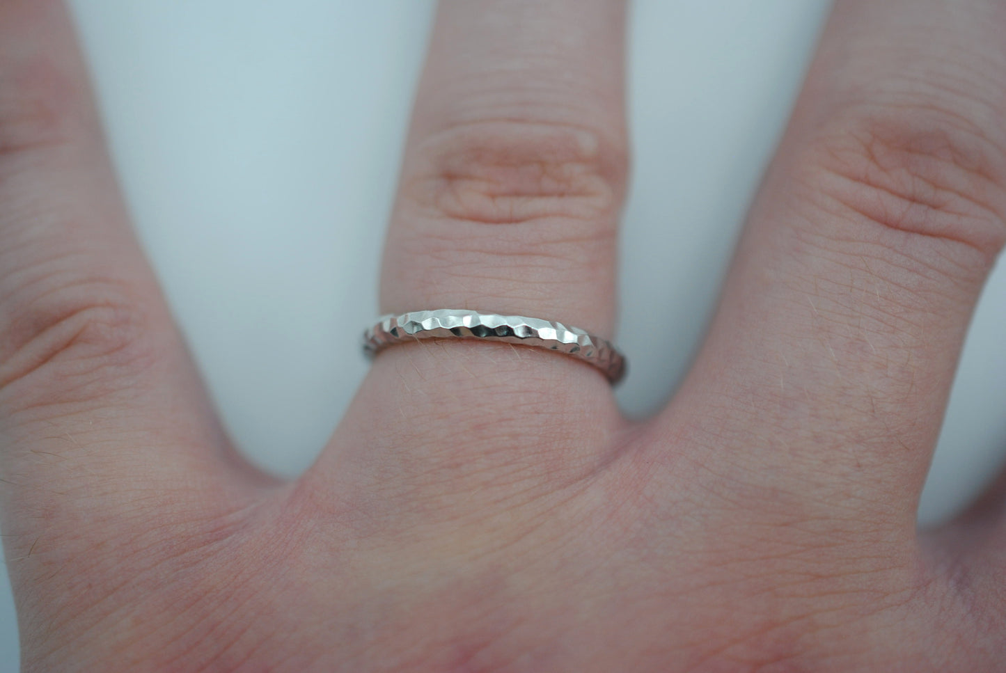 Thick Rhodium Sparkle Stacker Ring