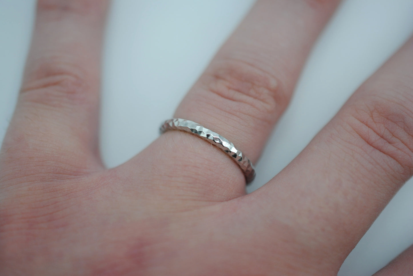 Thick Rhodium Sparkle Stacker Ring