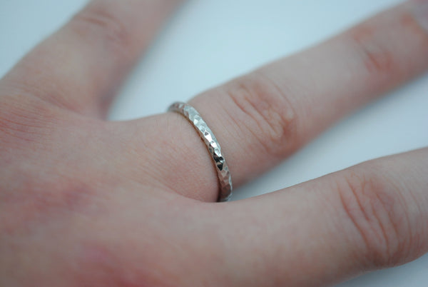 Thick Rhodium Sparkle Stacker Ring