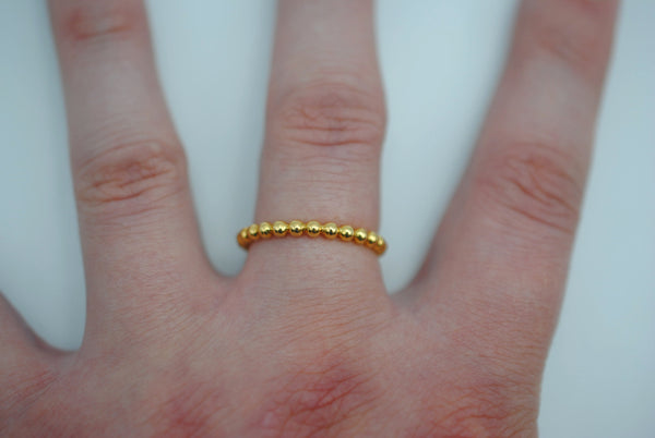 Thick Yellow Gold Bubble Stacker Ring