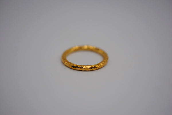 Thick Yellow Gold Sparkle Stacker Ring