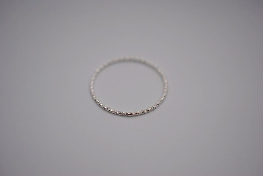 Thin Rhodium Sparkle Stacker Ring
