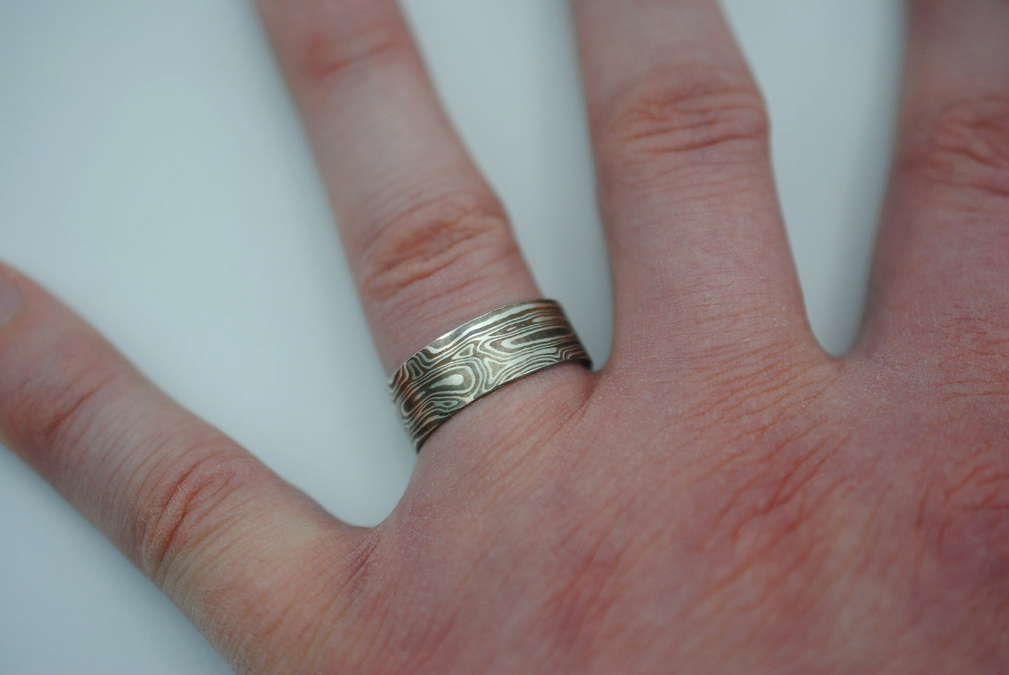 Mokume Gane: Silver, Copper, and Shibuichi Medium Ring