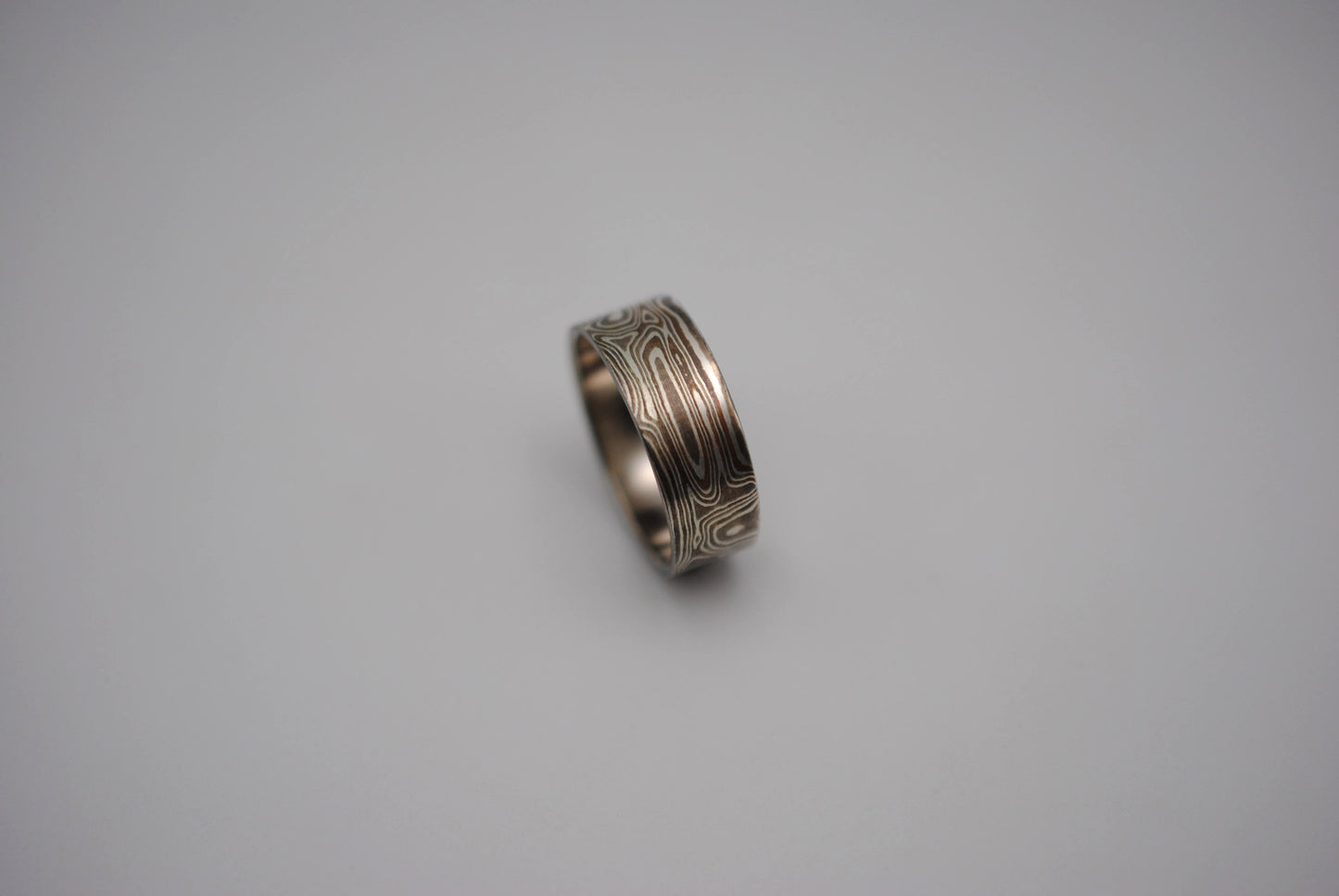 Mokume Gane: Silver, Copper, and Shibuichi Medium Ring