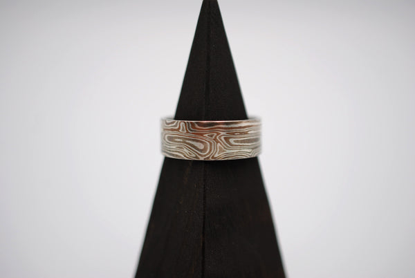 Mokume Gane: Silver, Copper, and Shibuichi Medium Ring