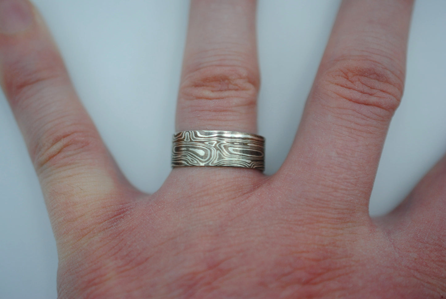 Mokume Gane: Silver, Copper, and Shibuichi Medium Ring