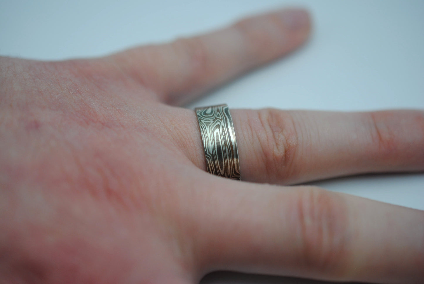 Mokume Gane: Silver, Copper, and Shibuichi Medium Ring