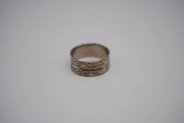 Mokume Gane: Silver, Copper, and Shibuichi Large Ring