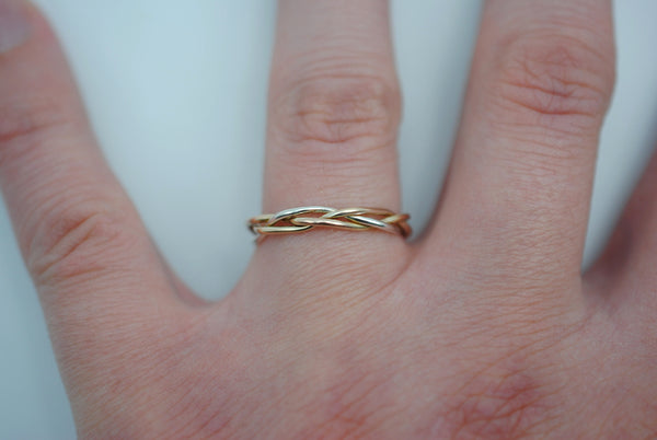 Three Tone Gold Fill Braid Ring