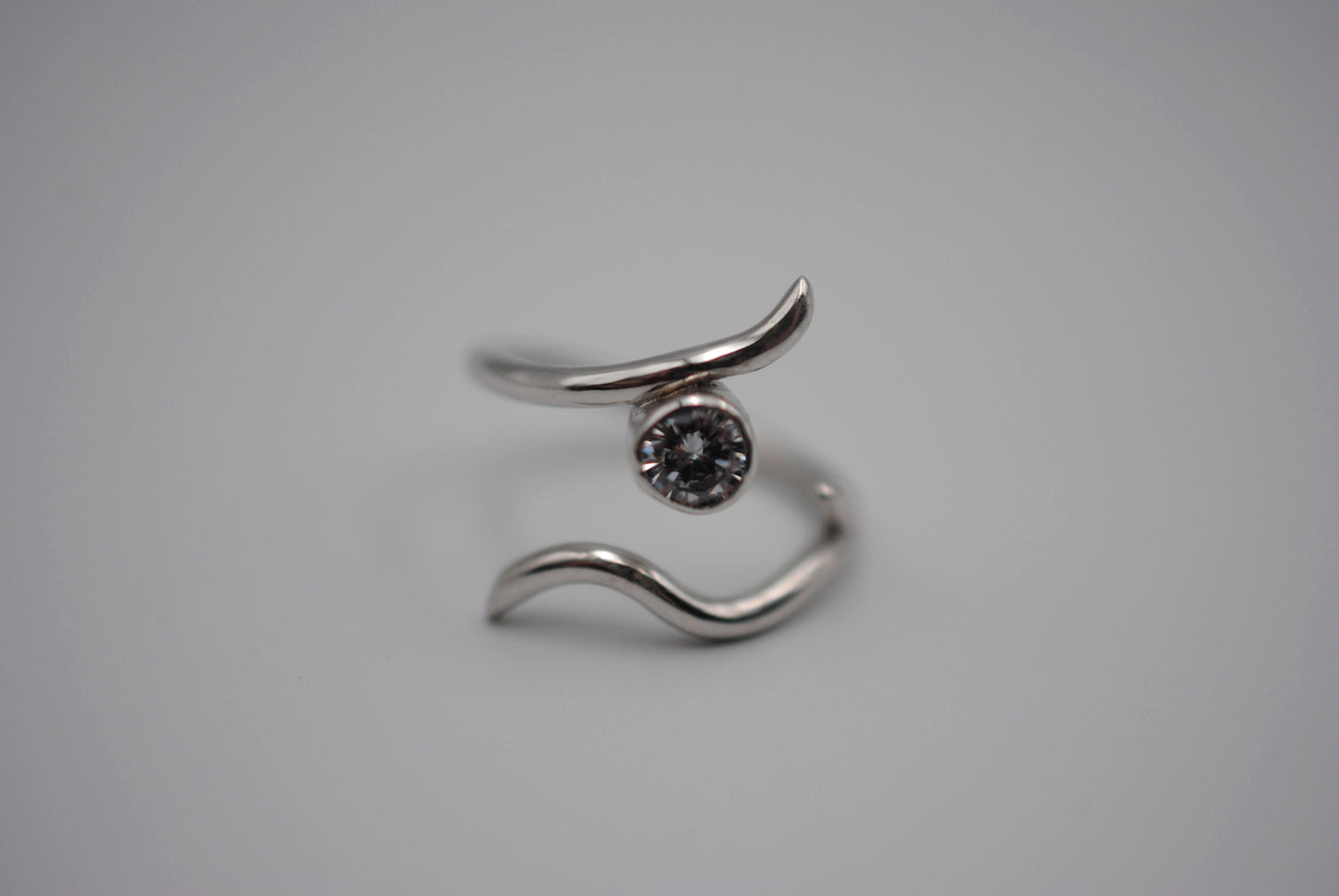 Vine Rhodium Roots Ring with Cubic Zirconia Wedding Ring
