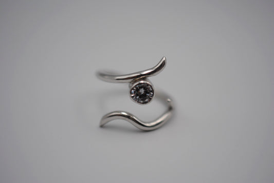 Vine Rhodium Roots Ring with Cubic Zirconia Wedding Ring