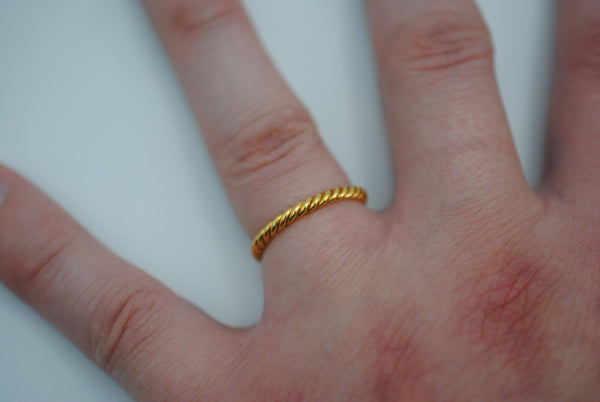 Yellow Gold Rope Stacker Ring